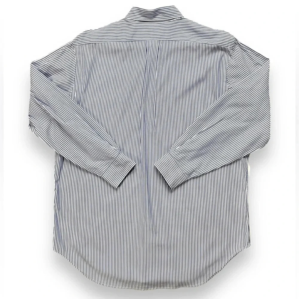 Vintage Ralph Lauren Classic Fit Navy Striped Button Down Shirt Size 16 - Picture 3 of 3
